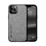 For iPhone 12 Pro Skin Feel Magnetic Leather Back Phone Case(Light Grey)