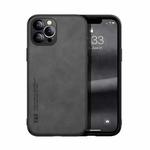 For iPhone 12 Pro Max Skin Feel Magnetic Leather Back Phone Case(Dark Grey)