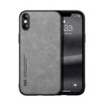 For iPhone X / XS Skin Feel Magnetic Leather Back Phone Case(Light Grey)