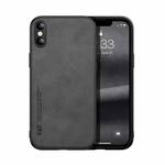 For iPhone X / XS Skin Feel Magnetic Leather Back Phone Case(Dark Grey)