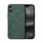 For iPhone X / XS Skin Feel Magnetic Leather Back Phone Case(Green)