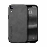 For iPhone XR Skin Feel Magnetic Leather Back Phone Case(Dark Grey)