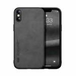 For iPhone XS Max Skin Feel Magnetic Leather Back Phone Case(Dark Grey)