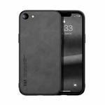 For iPhone SE 2022 / SE 2020 / 8 / 7 Skin Feel Magnetic Leather Back Phone Case(Dark Grey)