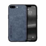 Skin Feel Magnetic Leather Back Phone Case For iPhone 7 Plus / 8 Plus(Blue)