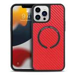 For iPhone 13 Carbon Fiber Texture MagSafe Magnetic Phone Case(Red)