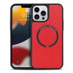 For iPhone 12 Pro Max Carbon Fiber Texture MagSafe Magnetic Phone Case(Red)