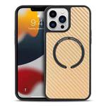 For iPhone 11 Pro Carbon Fiber Texture MagSafe Magnetic Phone Case(Yellow)