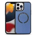For iPhone 11 Pro Max Carbon Fiber Texture MagSafe Magnetic Phone Case (Blue)