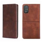 For Motorola Moto G Power 2022 Cow Texture Magnetic Horizontal Flip Leather Phone Case(Dark Brown)