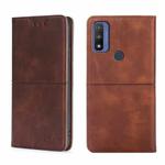 For Motorola G Pure Cow Texture Magnetic Horizontal Flip Leather Phone Case(Dark Brown)