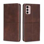 For Motorola Moto G42 4G Cow Texture Magnetic Horizontal Flip Leather Phone Case(Dark Brown)