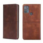 For Motorola Moto G50 Cow Texture Magnetic Horizontal Flip Leather Phone Case(Dark Brown)
