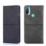 For Motorola Moto E20 Cow Texture Magnetic Horizontal Flip Leather Phone Case(Black)