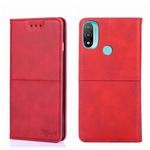 For Motorola Moto E20 Cow Texture Magnetic Horizontal Flip Leather Phone Case(Red)