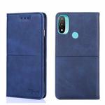 For Motorola Moto E20 Cow Texture Magnetic Horizontal Flip Leather Phone Case(Blue)