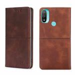 For Motorola Moto E20 Cow Texture Magnetic Horizontal Flip Leather Phone Case(Dark Brown)