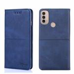 For Motorola Moto E40 Cow Texture Magnetic Horizontal Flip Leather Phone Case(Blue)