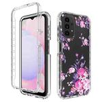 For Samsung Galaxy A13 4G PC+TPU Transparent Painted Phone Case(Pink Flower)