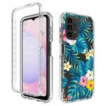 For Samsung Galaxy A13 4G PC+TPU Transparent Painted Phone Case(Banana Leaf)