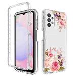 For Samsung Galaxy A13 4G PC+TPU Transparent Painted Phone Case(Pink Rose)