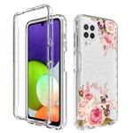 For Samsung Galaxy A22 4G PC+TPU Transparent Painted Phone Case(Pink Rose)
