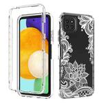 For Samsung Galaxy A22 5G PC+TPU Transparent Painted Phone Case(White Flower)