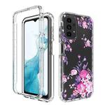 For Samsung Galaxy A23 4G PC+TPU Transparent Painted Phone Case(Pink Flower)