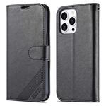 For iPhone 14 Pro Max AZNS Sheepskin Texture Horizontal Flip Leather Case (Black)