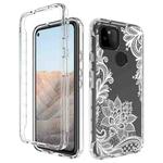 For Google Pixel 5a 5G PC+TPU Transparent Painted Phone Case(White Flower)