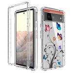 For Google Pixel 6 PC+TPU Transparent Painted Phone Case(Tree Butterflies)