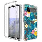 For Google Pixel 6 Pro PC+TPU Transparent Painted Phone Case(Banana Leaf)