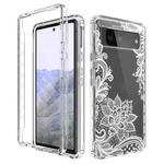 For Google Pixel 6 Pro PC+TPU Transparent Painted Phone Case(White Flower)
