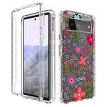 For Google Pixel 6 Pro PC+TPU Transparent Painted Phone Case(Small Floral)
