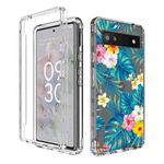 For Google Pixel 6a PC+TPU Transparent Painted Phone Case(Banana Leaf)