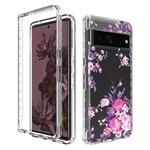 For Google Pixel 7 Pro PC+TPU Transparent Painted Phone Case(Pink Flower)