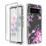 For Google Pixel 7 PC+TPU Transparent Painted Phone Case(Pink Flower)