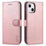 For iPhone 14 AZNS Skin Feel Calf Texture Horizontal Flip Leather Case (Rose Gold)