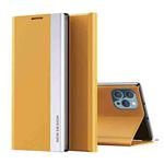 For iPhone 14 Pro Max Side Electroplated Magnetic Leather Phone Case (Yellow)