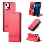 For iPhone 14 Plus AZNS Magnetic Calf Texture Flip Leather Phone Case (Red)