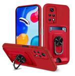 For Xiaomi Redmi Note 11S Ring Kickstand Card Wallet TPU Phone Case(Red)