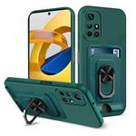 For Xiaomi Redmi Note 11 5G Ring Kickstand Card Wallet TPU Phone Case(Night Green)
