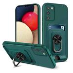 For Samsung Galaxy A02s / A03s Ring Kickstand Card Wallet TPU Phone Case(Night Green)