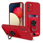 For Samsung Galaxy A02s / A03s Ring Kickstand Card Wallet TPU Phone Case(Red)