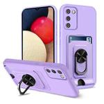 For Samsung Galaxy A02s / A03s Ring Kickstand Card Wallet TPU Phone Case(Purple)