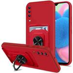 For Samsung Galaxy A30s Ring Kickstand Card Wallet TPU Phone Case(Red)