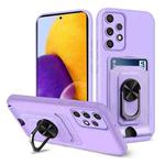 For Samsung Galaxy A72 5G / 4G Ring Kickstand Card Wallet TPU Phone Case(Purple)