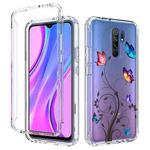 For Xiaomi Redmi 9 PC+TPU Transparent Painted Phone Case(Tree Butterflies)