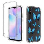 For Xiaomi Redmi 9A PC+TPU Transparent Painted Phone Case(Blue Butterflies)