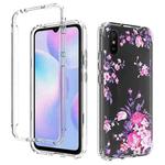 For Xiaomi Redmi 9A PC+TPU Transparent Painted Phone Case(Pink Flower)